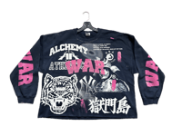Image 1 of Black Samurai Adu black panther kanji War custom screen print navy blue/white/pink sweatshirt 