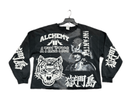 Image 1 of Black Samurai black panther infantry kanji custom screen print black/white sweatshirt