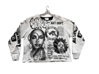 Image 1 of Sade Adu black panther party graff art dept screen print black/white sweatshirt