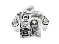 Image 1 of Sade Adu black panther party NYC graff art dept custom screen print light gray/black zip up hoodie