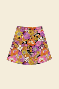 Image 2 of Snap Button Skirt in Psychedelic Meadow