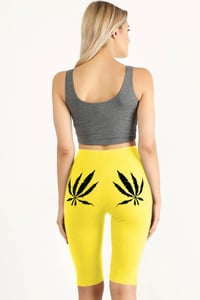 Yello Pot Leaf Biker Shorts