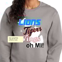 Image 2 of Lions & Tigers & Wings, Oh My! Funny Michigan shirt