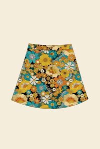 Image 1 of Snap Button Skirt in Psychedelic Meadow Blue