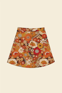 Image 2 of Snap Button Skirt in Psychedelic Meadow Blue