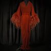 SAMPLE SALE! Deep Ginger Sheer "Selene" Ostrich Dressing Gown Size S