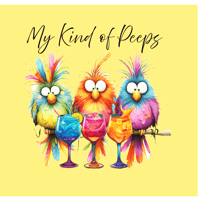 Image 2 of NEW!!! My Kind of Peeps Tee - Adult Men and Women's Bright Yellow Bird Friends Cocktails Shirt