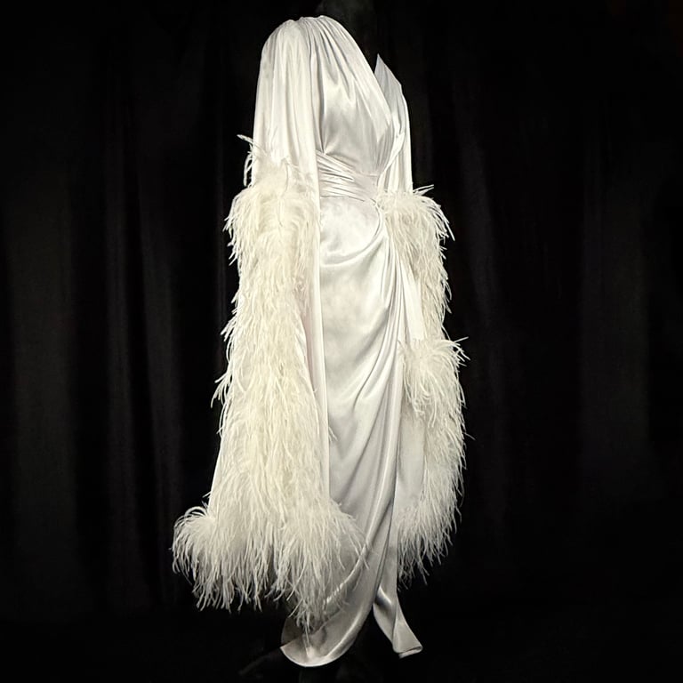 Sample Sale! White Ostrich Selene Dressing Gown, size S Image 3