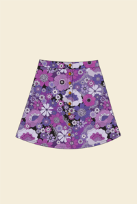 Image 5 of Snap Button Skirt in Psychedelic Meadow Blue