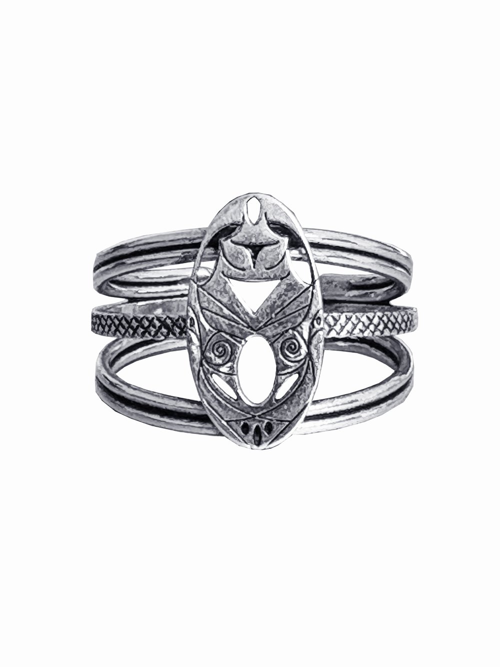 Image of Triple anneau argent bird