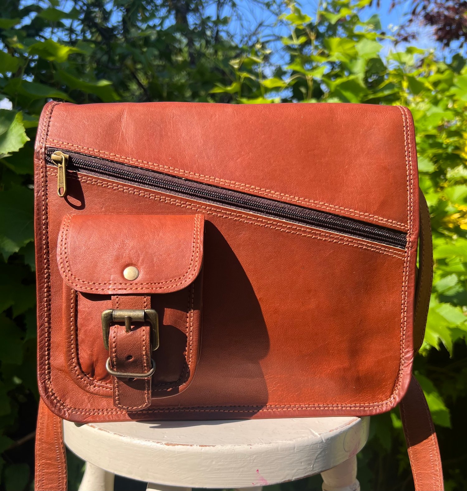 Image of Ipad-Size #8 - goat skin - cross front zip