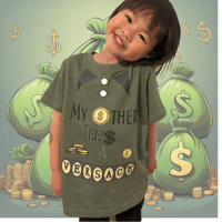 Image 1 of  Versace Tee - Kids Youth Girls and Boys Green and Gold Funny Fashion Rich Money T-shirt 