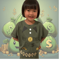 Image 2 of  Versace Tee - Kids Youth Girls and Boys Green and Gold Funny Fashion Rich Money T-shirt 