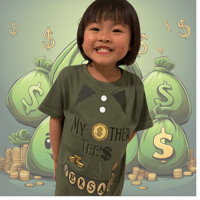 Image 3 of  Versace Tee - Kids Youth Girls and Boys Green and Gold Funny Fashion Rich Money T-shirt 