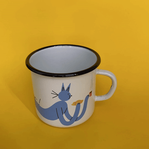 Custom Croissant Cat enamel mug