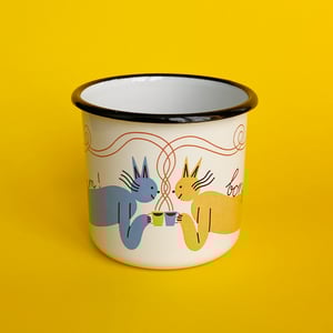 Custom Two Cats enamel mug