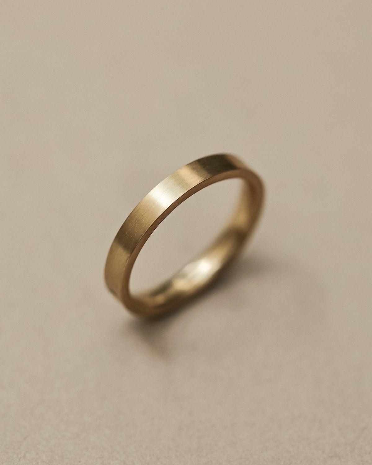 Image of 18ct yellow gold 3mm matte finish flat court ring