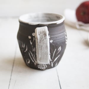 Image of Pottery Mug in Earthy Dark Brown Raw Stoneware Clay, 12 Ounce Coffee Cup, Made in USA