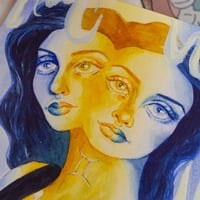 Image 2 of Gemini Star Sign Character Original Watercolor