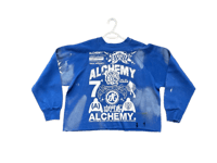 Image 2 of  Black samurai black panther kanji art dept custom screen print blue/white bleach sweatshirt