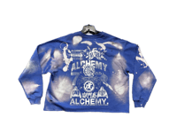 Image 2 of Sade Adu black panther kanji NY art dept custom screen print  blue/white bleach sweatshirt