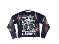 Image 2 of Black samurai black panther war kanji custom screen print navy blue/white/yellow bleach sweatshirt