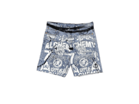 Image 2 of 505 levi's art dept custom screen print blue/white/black denim jeans cut off shorts sz. 38