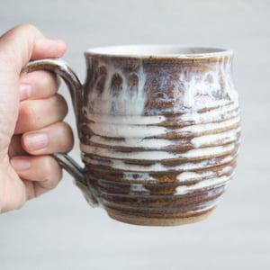 Image of Rustic Love Mug, Gorgeous Earthy Mug with Melting Marshmallow Glaze, 14 Ounce, Made in USA