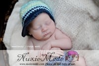 Image 2 of Soft Striped Crochet Beanie – Newborn Baby Boy Gift