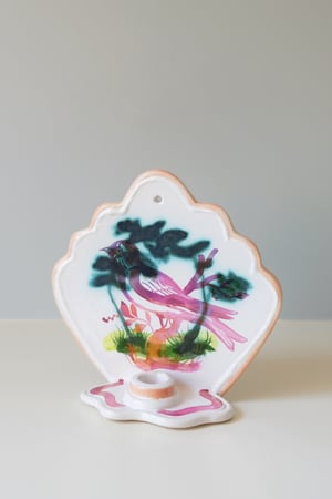 Image of Pink & Copper Lustreware Wall Sconce - Goldfinch I