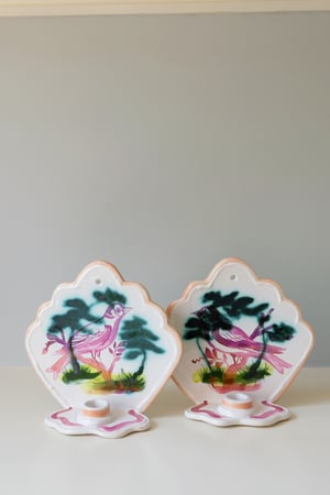 Image of Pink & Copper Lustreware Wall Sconce - Goldfinch I
