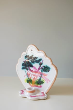 Image of Pink & Copper Lustreware Wall Sconce - Goldfinch I