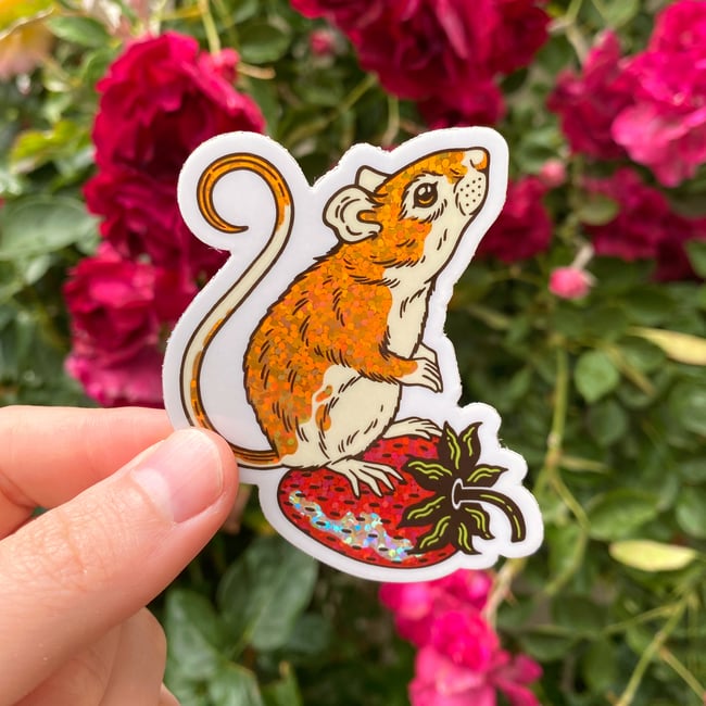 Strawberry Mouse Sparkle Sticker