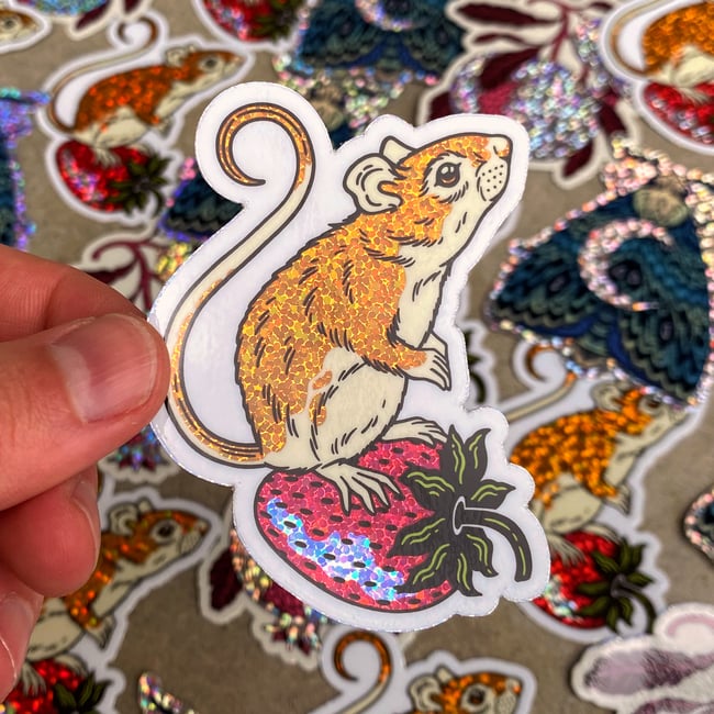 Strawberry Mouse Sparkle Sticker