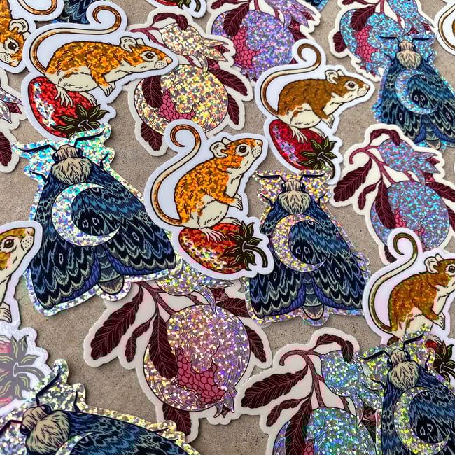 Strawberry Mouse Sparkle Sticker