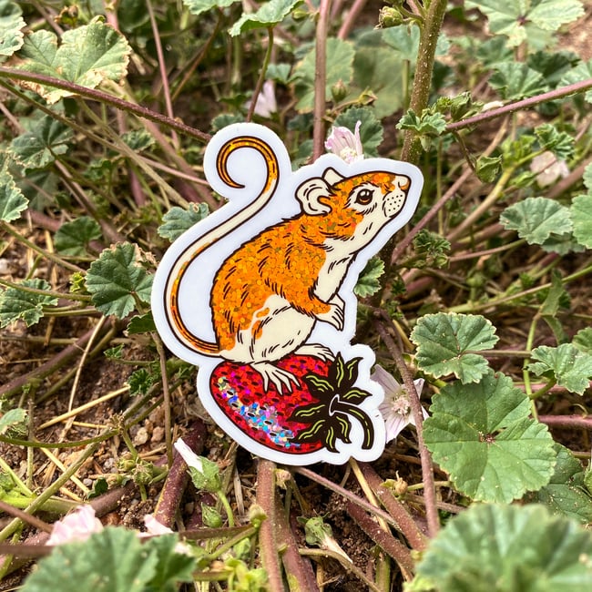 Strawberry Mouse Sparkle Sticker