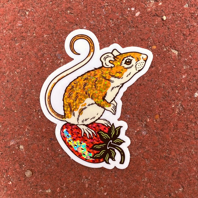 Strawberry Mouse Sparkle Sticker
