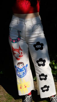 Image 1 of Leavers cords inspired illustrated jeans