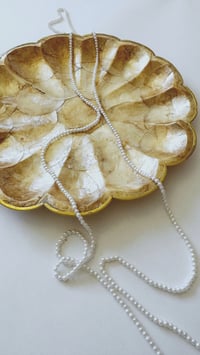 Image 4 of Vintage Capiz Tray with Brass Edging