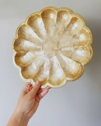 Image 2 of Vintage Capiz Tray with Brass Edging