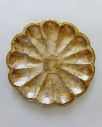 Image 1 of Vintage Capiz Tray with Brass Edging