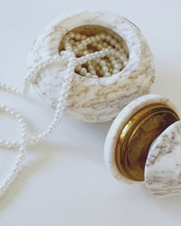 Image 2 of Vintage Stone & Brass Lidded Container