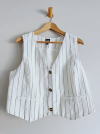Image 1 of Gap Sz. L Linen Pinstripe Vest