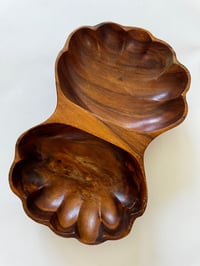 Image 1 of Vintage Teak Clamshell Serving Dish