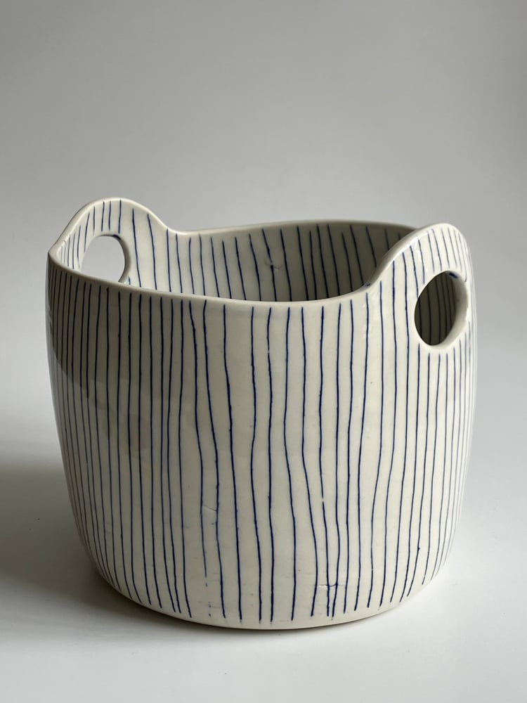 Image of porcelain striped basket