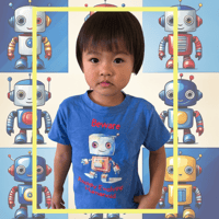 Image 2 of Humanoid Tee - Kids Youth Girls and Boys Blue Funny Quirky Robot T-shirt