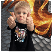 Image 3 of Velociraptor Tee - With or Without Bow Kids Youth Girls and Boys Black Cute Dinosaur T-shirt