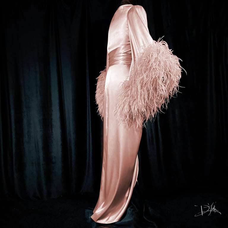 Limited Edition Ostrich "Selene" Dressing Gown, Color: "Femme" PRE-ORDER Image 3