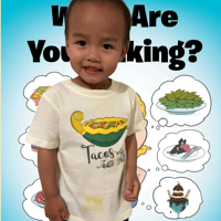 Image 1 of "What Are You Making?" Book Tee - Kids Girls and Boys Yellow Tiedye Shirt - Tacos With Turtle Shells