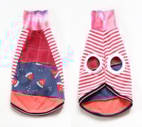 Image 1 of watermelon iggy CATNEYDOGNEY upcycled tshirt outfit top italian greyhound tank summer warm pink